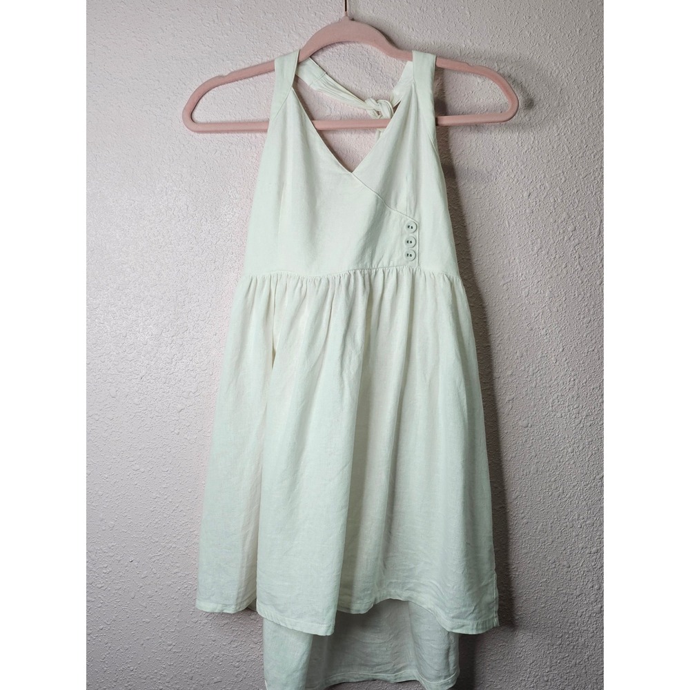 Urban Outfitters White Linen Blend Halter Mini Dress Smocked Back Medium
